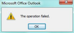 Операция завершилась неудачно в Outlook 2010